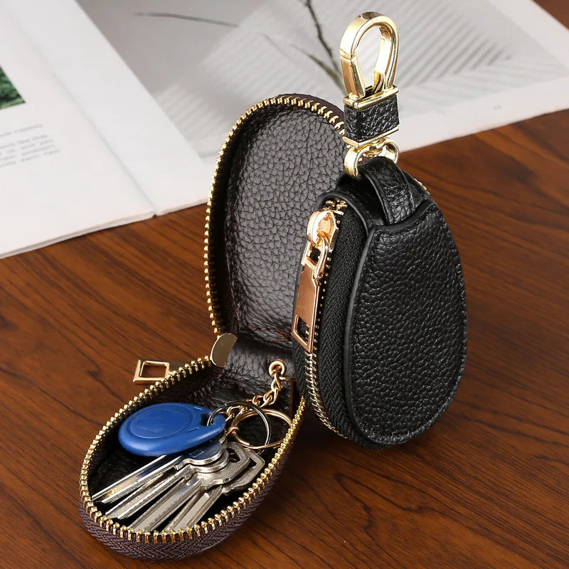1PCS Leather Zipper Key Wallet Keychain Multifunctional Mini Purse Key Holder Case