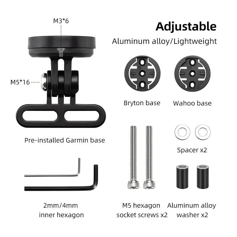 Prolunga per Supporto Computer da Bici con Porta Luce Anteriore Staffa in Lega