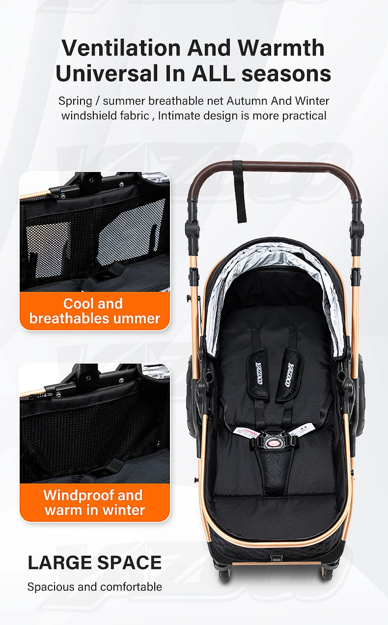 3‑in‑1 Baby Pram Travel System – Lightweight All‑Terrain Stroller