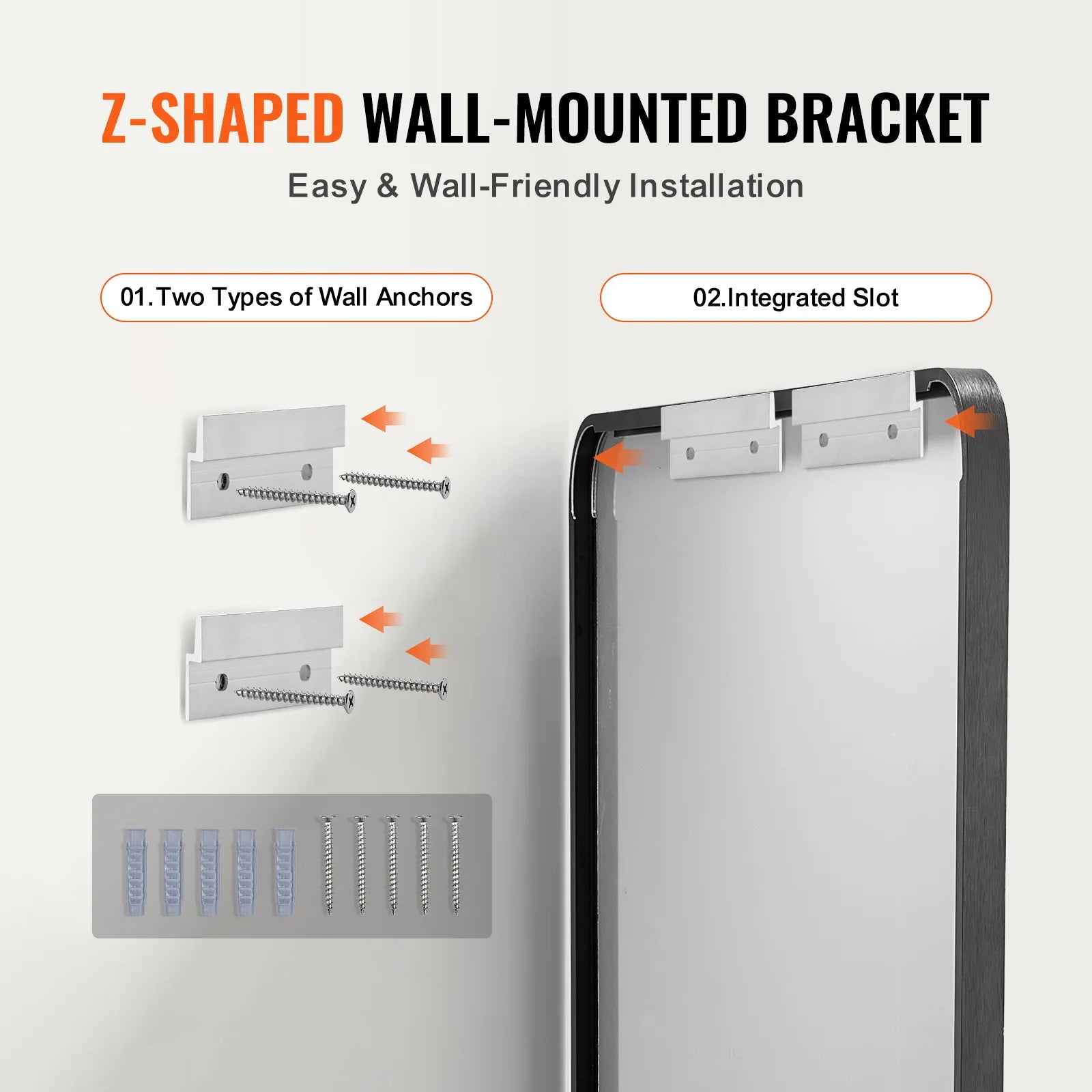 Wall Mounted Makeup Mirror with Aluminum Alloy Frame and Shatter-Resistant Film