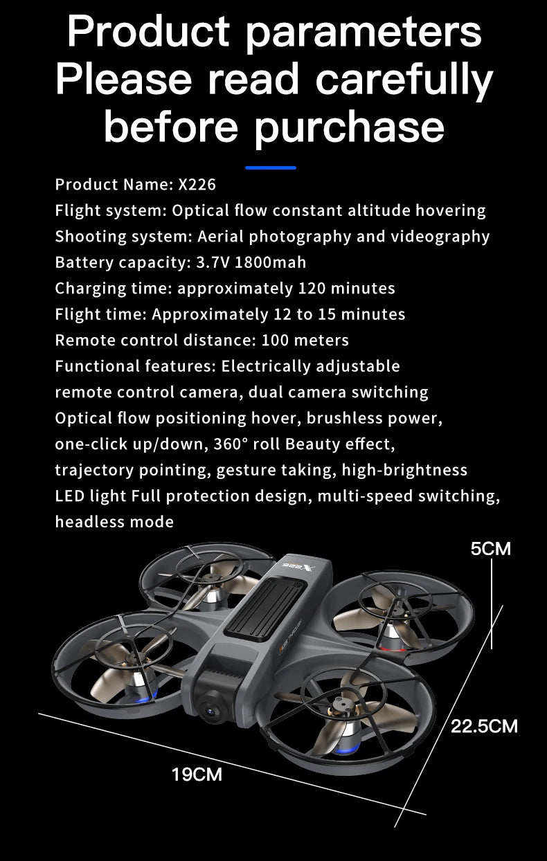 VR Big Drones 4K HD Wide Angle Camera WiFi FPV RC Helicopter with Large Screen Foldable Quadcopter for Professional Photography