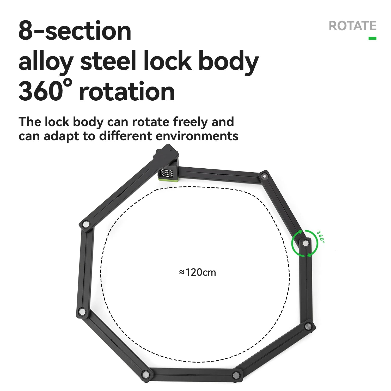 Folding Bike Combination Lock with Alloy Steel Body