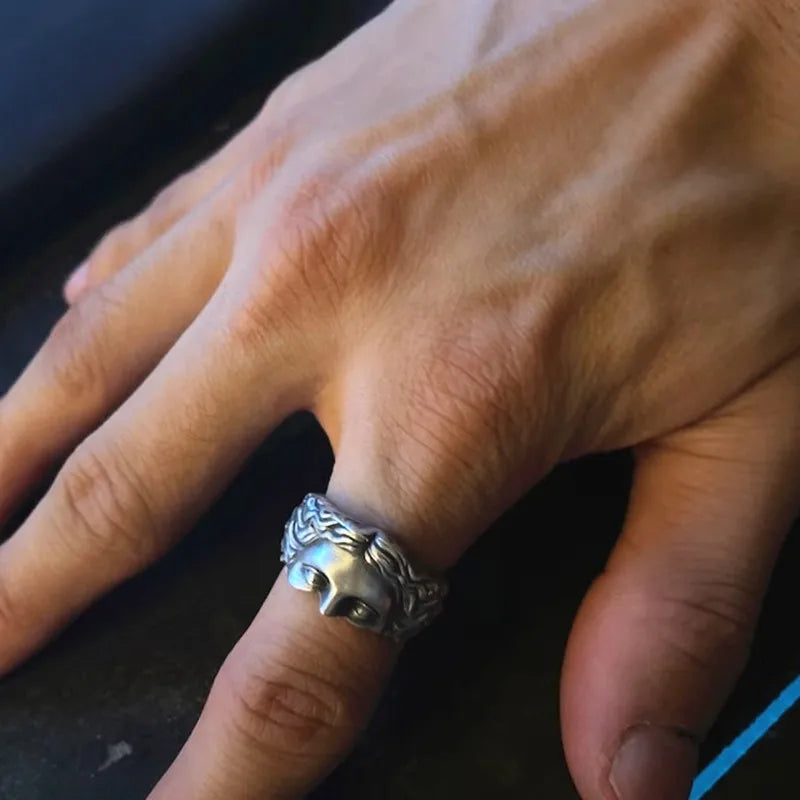 Creative Venus Half Mask Ring For Men Vintage Carving Opening Adjustable Ring Fashion Jewelry Gifts