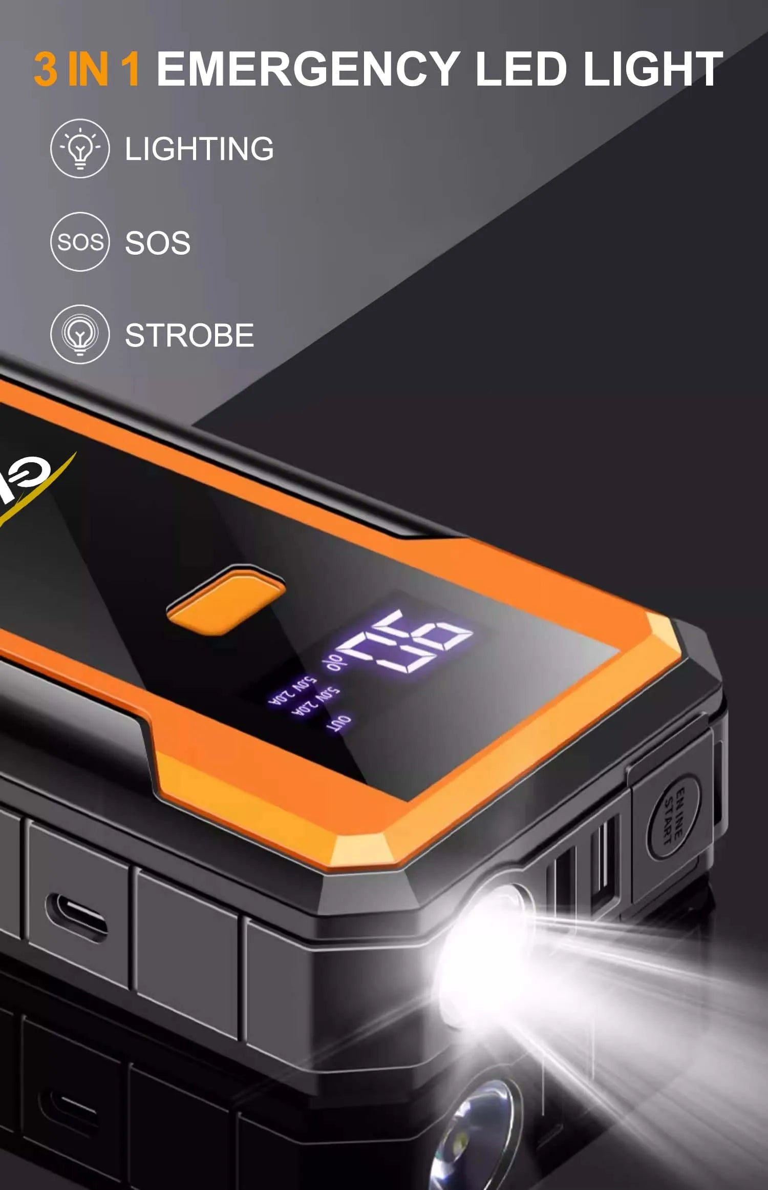 GKFLY 4000A Car Jump Starter Portable Power Bank