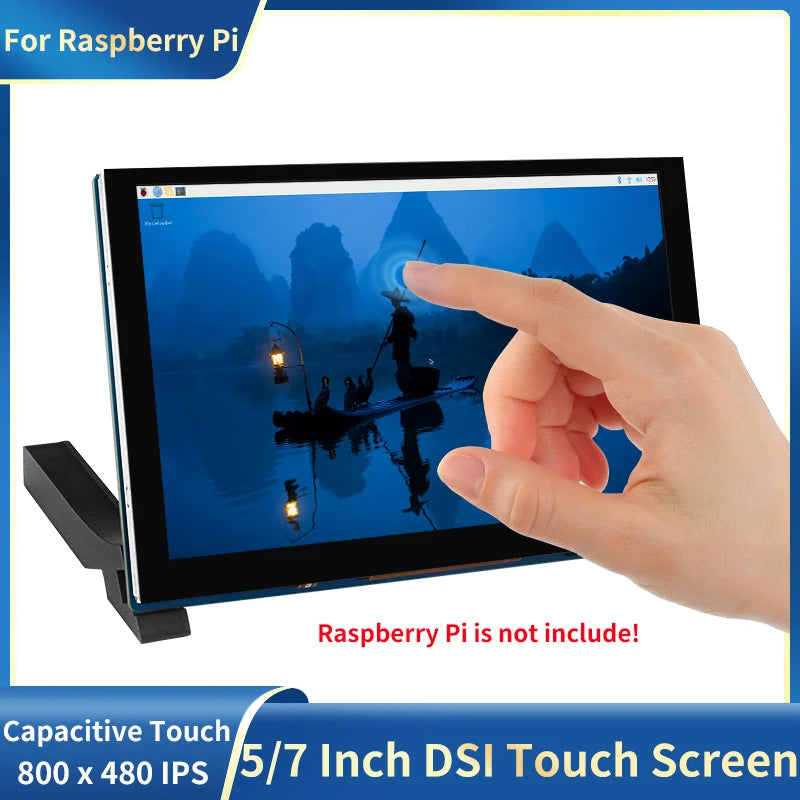 Raspberry Pi 7-tuumainen DSI-kosketusnäyttö, 800×480, pidikkeellä