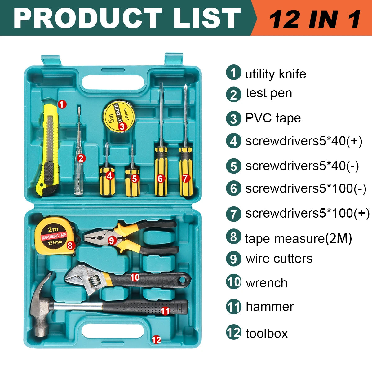 Household Hand Tool Kit with Case