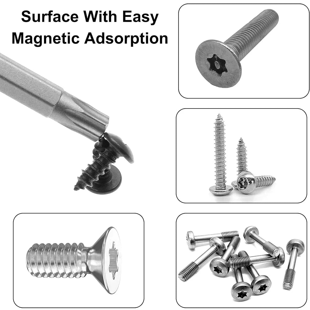 11 PCS Torx Security Bit Set S2 Steel Magnetic Security Screwdriver Set 50/100mm Star Screwdriver Set for Shark Vacuum T6-T40