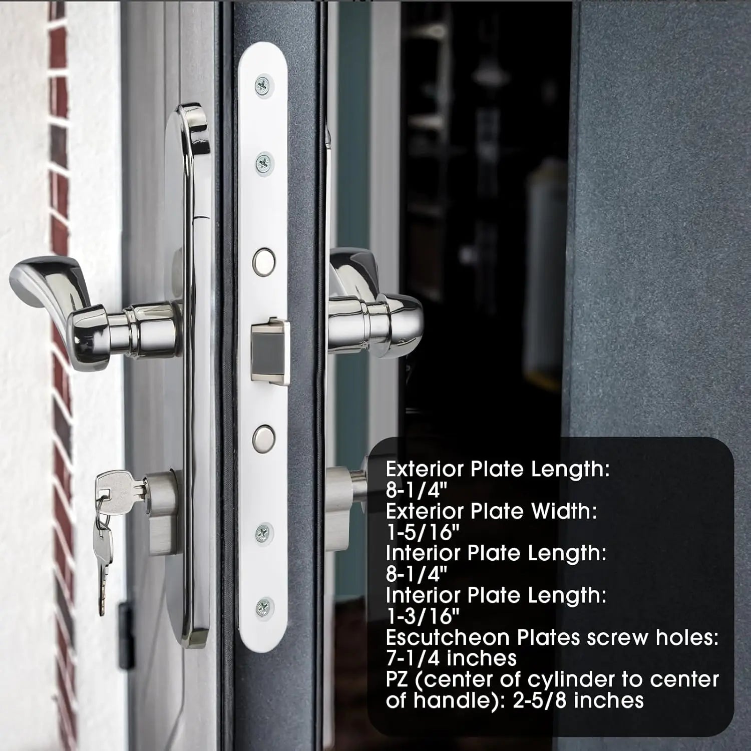 Ensemble de remplacement de poignée de porte d'entrée avec serrure à clé, nickel brossé