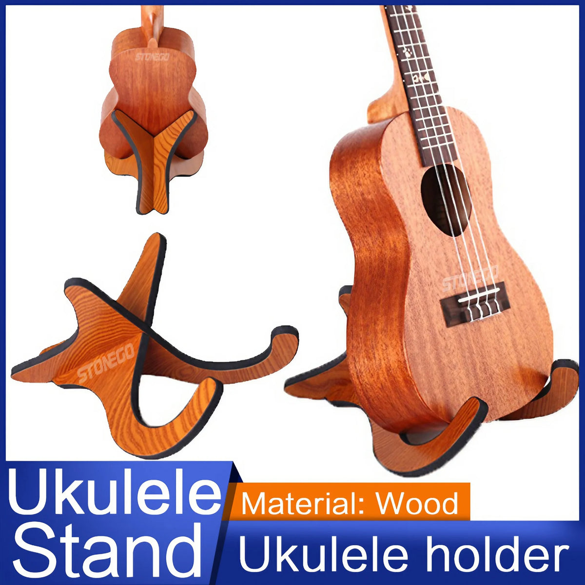 Two-Piece Wooden Ukulele Stand