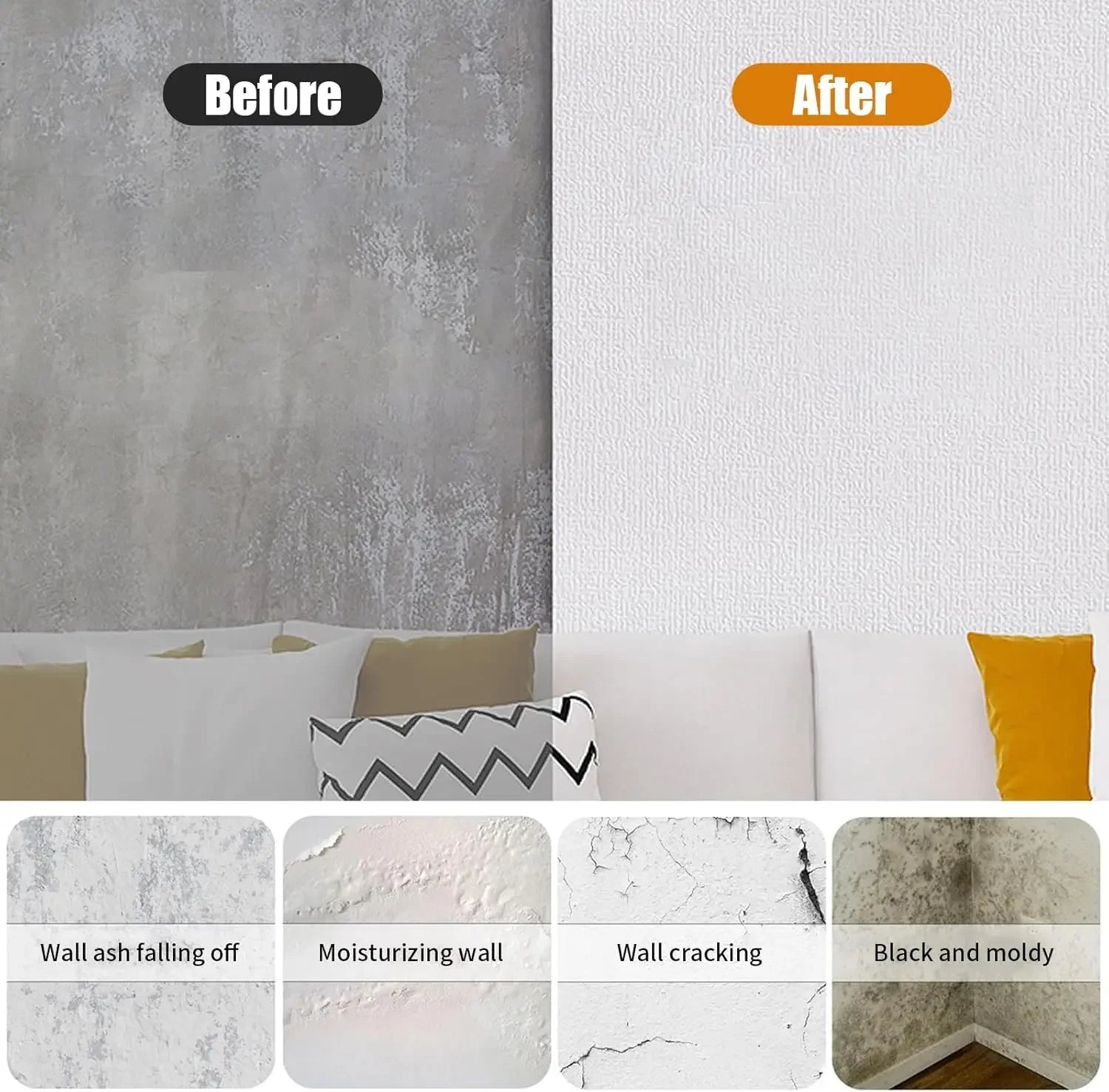 3D Self-Adhesive Linen Wallpaper Continuous Waterproof Wall Stickers Living Room Bedroom Kitchen Cabinet Waterproof Wall Sticker