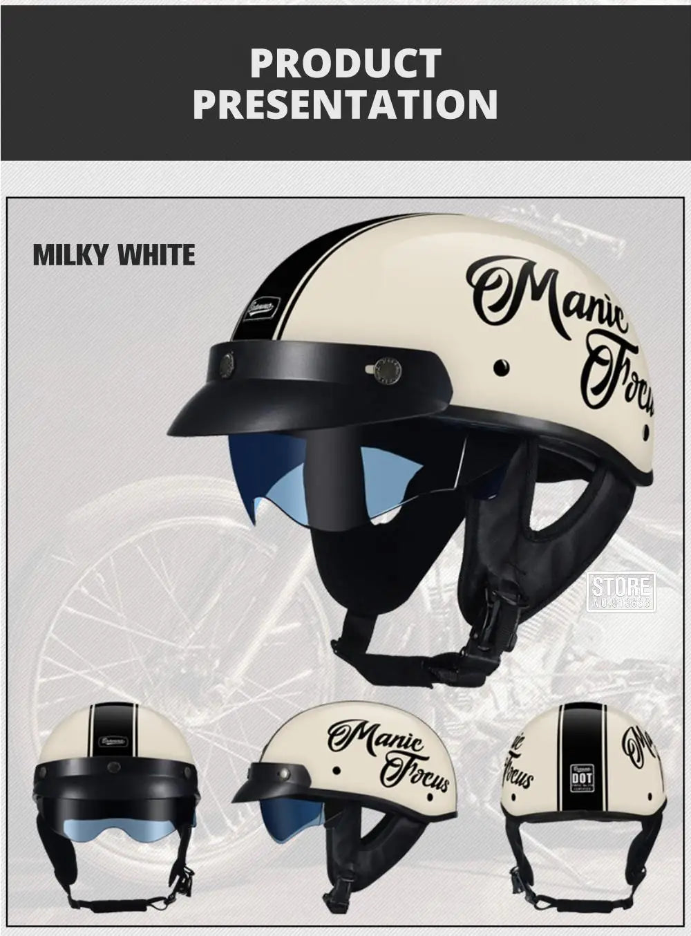Retro Motorcycle Helmet DOT Certification Moto Helmet Men Women Half Helmet HD Lens Casco Four Seasons Riding Scooter Capacetes