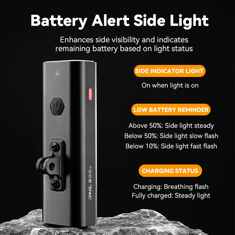 Bike Front Light 400/800LM USB-C Rechargeable IPX6 Aluminum