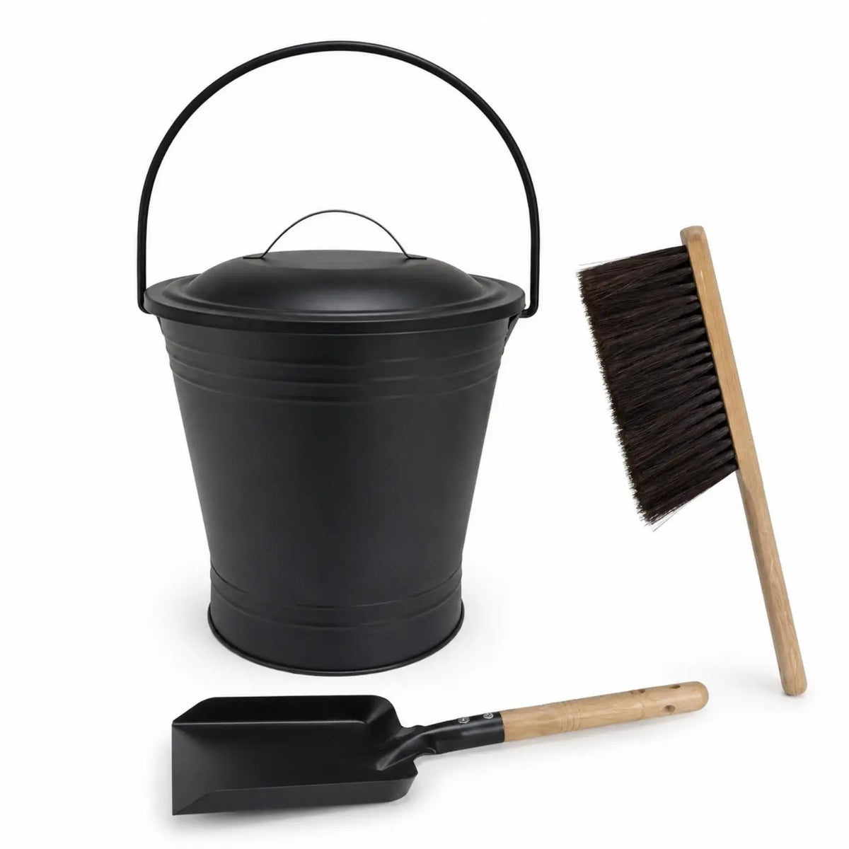 Lidded Fireplace Ash Bucket with Shovel, 11 L