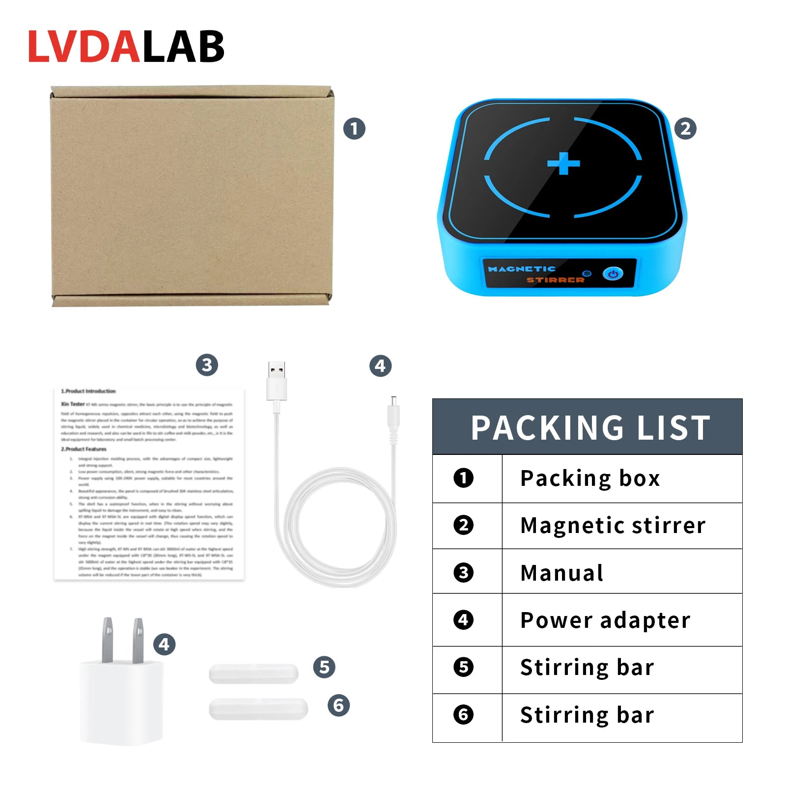 Rechargeable Mini Magnetic Stirrer 3000RPM 1200mAh Li-ion Battery With 2 Pcs Stir Bars Laboratory Magnetic Mixer