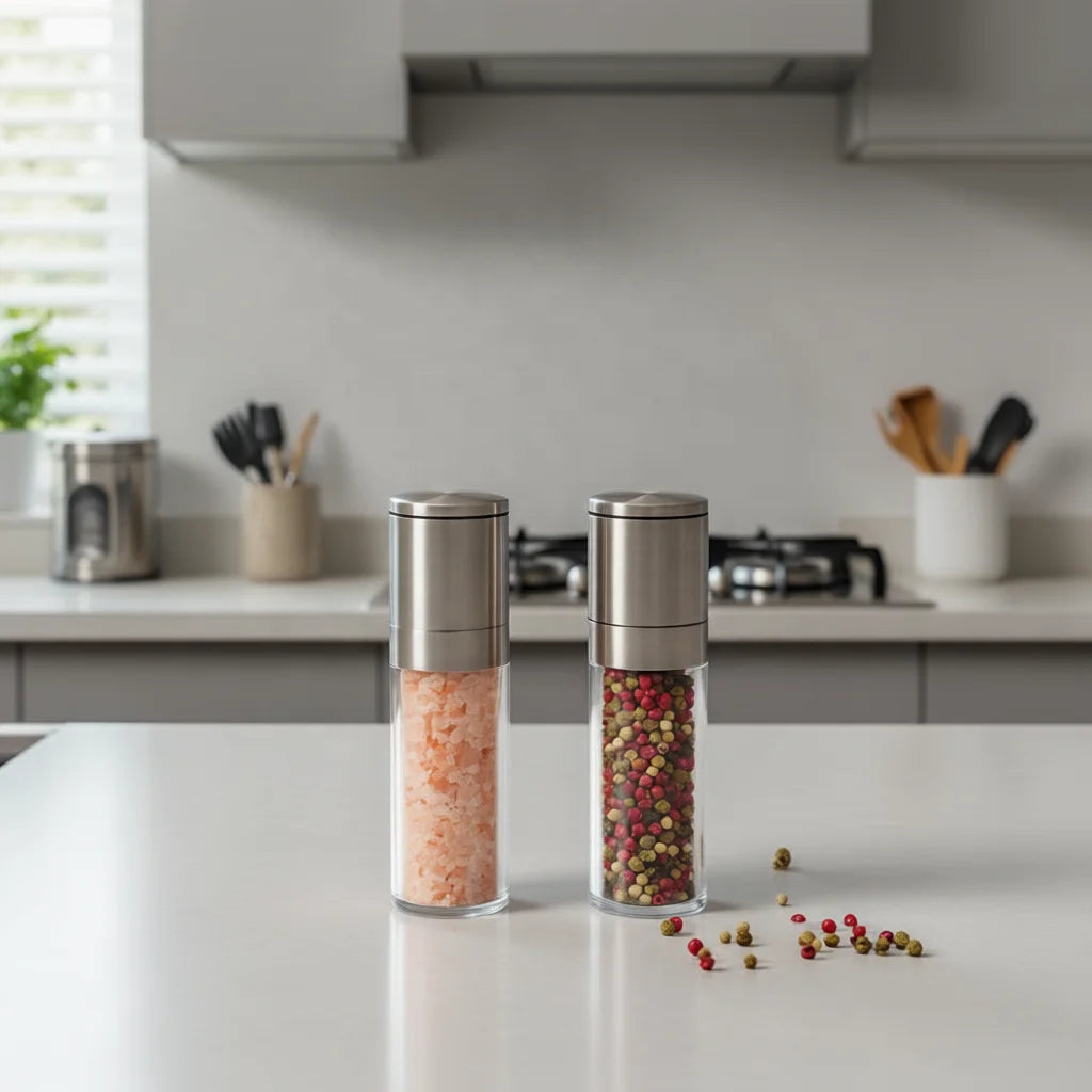 Stainless Steel Salt and Pepper Mill, Adjustable Manual Grinder