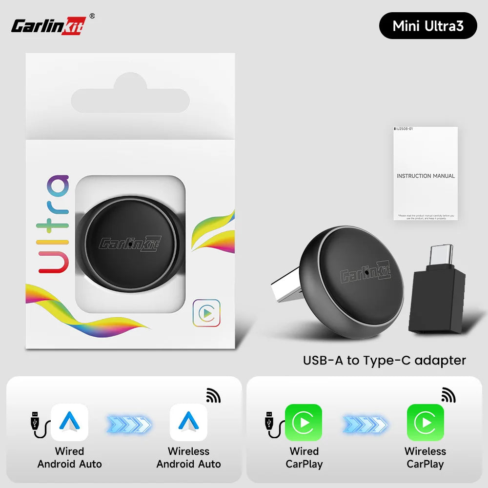Adaptor wireless Mini Ultra3 pentru CarPlay și Android Auto