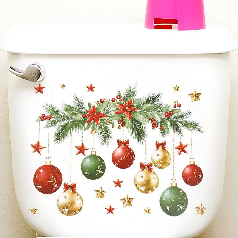 Christmas Toilet Sticker Merry Christmas Decoration for Home 2025 Pendant Xmas Sticker Ornament Navidad Natal New Year Gift 2026