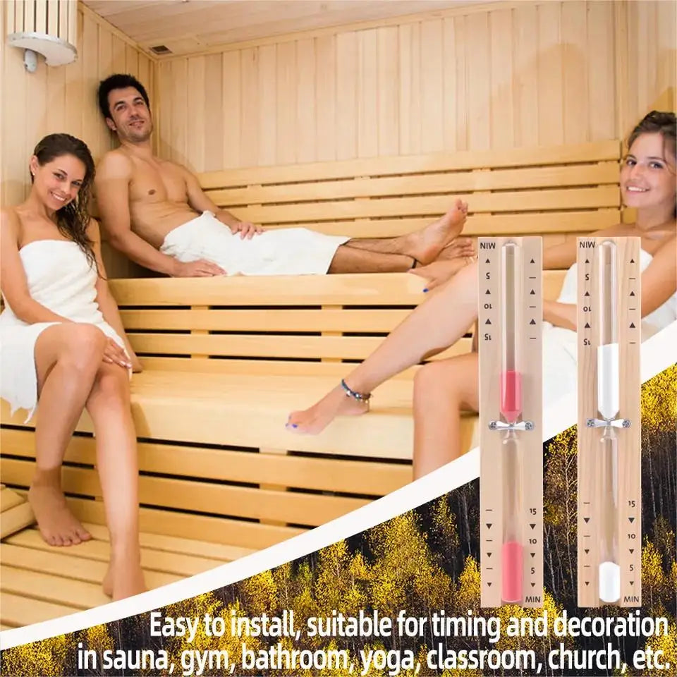 Relógio de areia para sauna de madeira com rotação