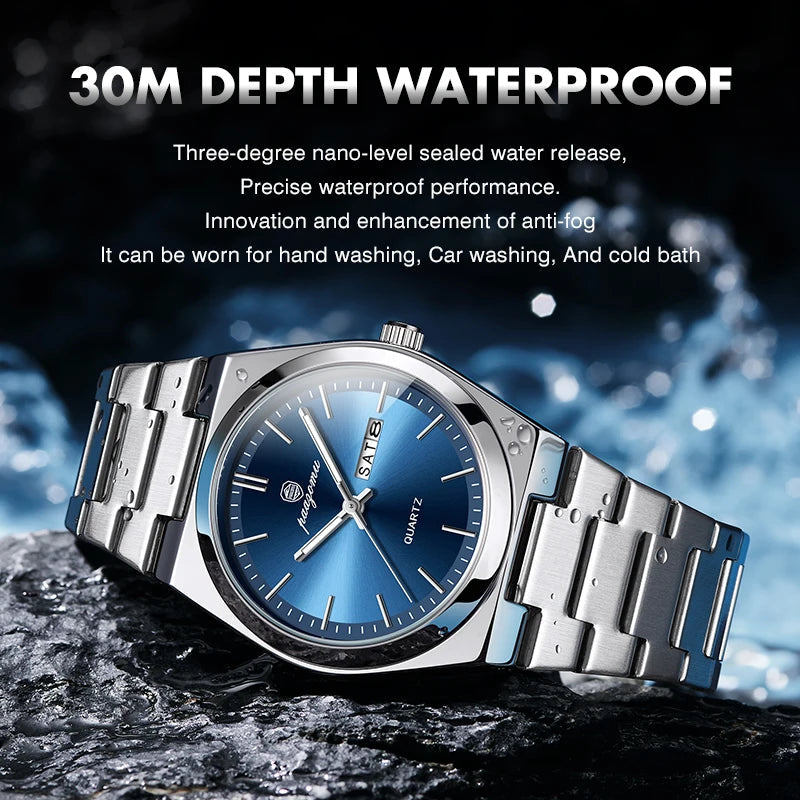 PENGAGAR Luxury Sport Quartz Man Wristwatch Waterproof Luminous Date Week Men Watches Stainless Steel Men's Watch Male Reloj+box
