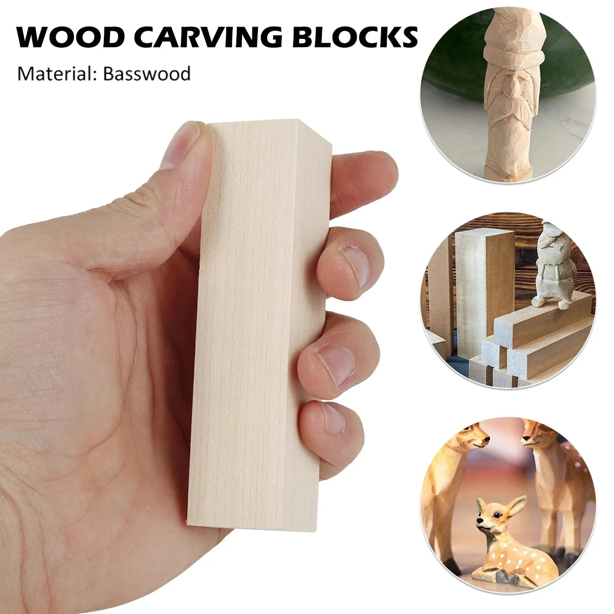 10 Basswood Carving Blocks, 10 × 2.5 × 2.5 cm