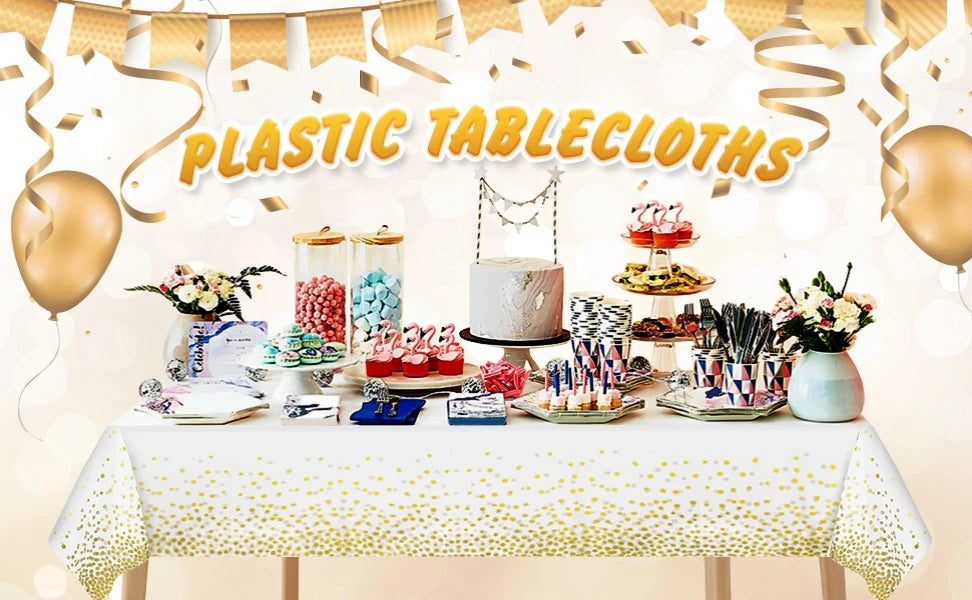 Disposable Table Cloth Plastic Tablecloths Party Table Cover for Graduations Birthday Thanksgiving Holloween Wedding Outdoor BBQ