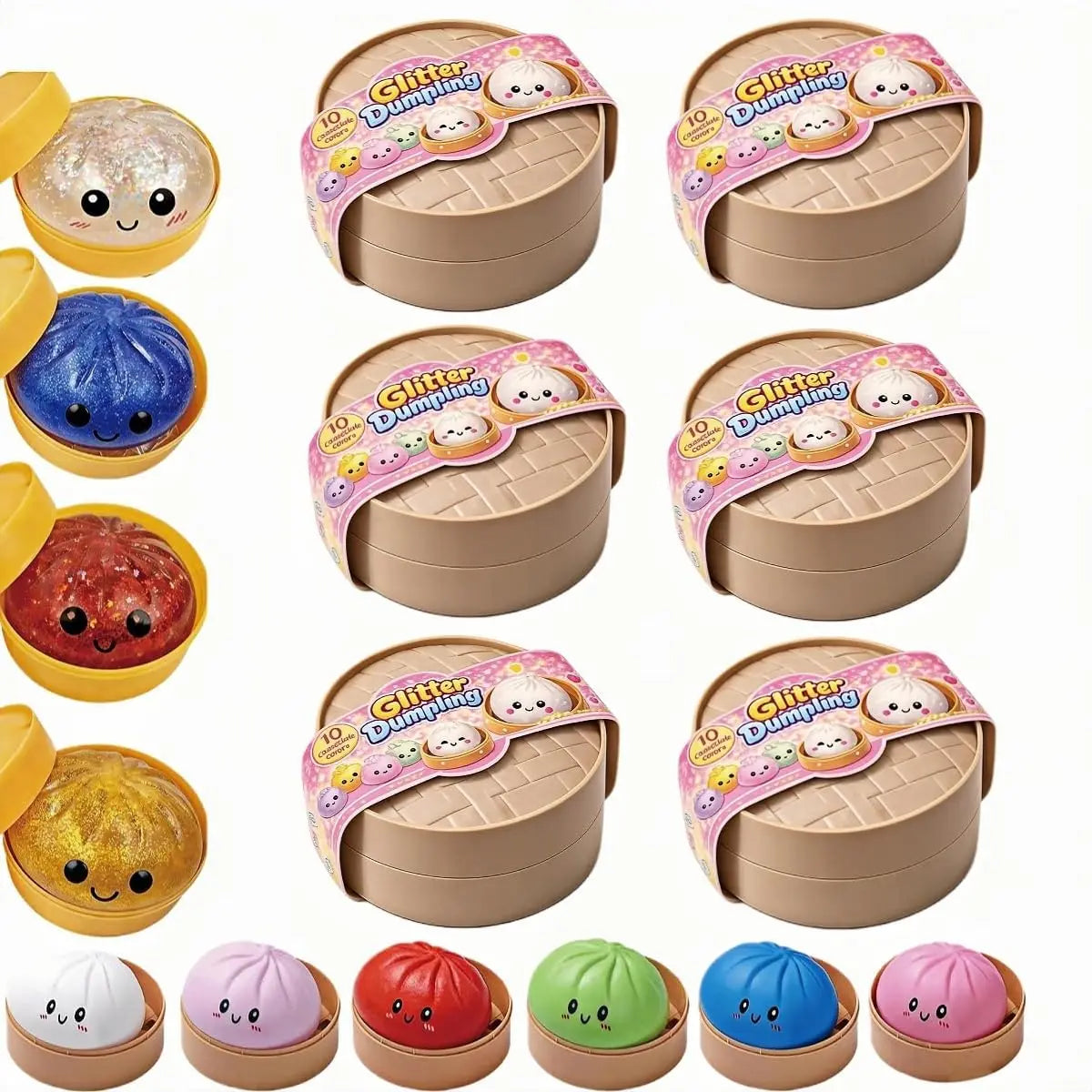 Glitter Dumpling Squishy Mystery Box, 10 Colors Random Gift