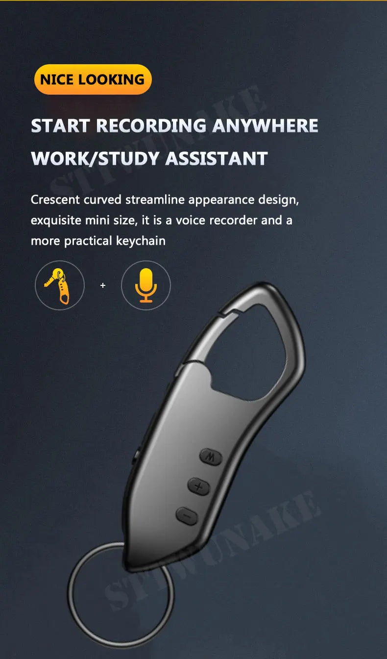 Mini Voice Activated Recorder Digital Audio Recording Keychain Device Wearable Sound Professional Micro Dictaphone STTWUNAKE