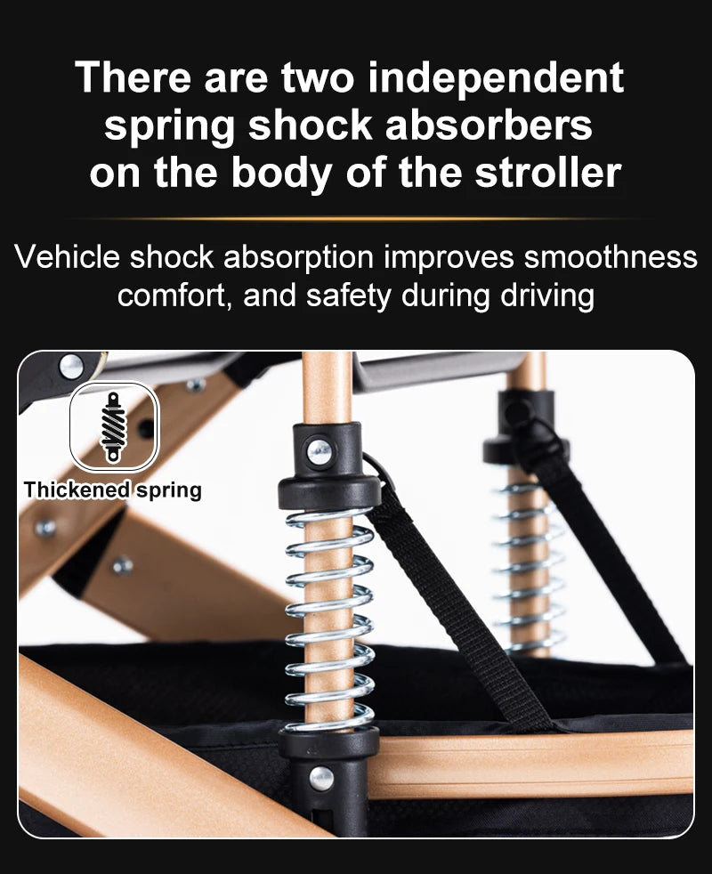 3-in-1 Luxurious Portable Baby Stroller with High Landscape Frame