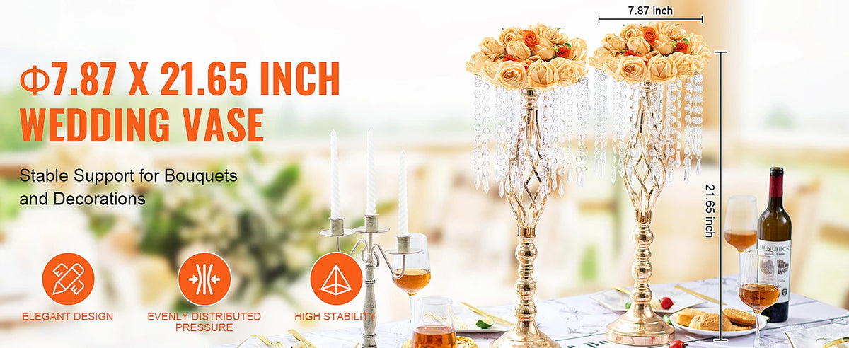 Tall Crystal Wedding Flower Stand Metal Centerpiece Vase - Spy-shop.com