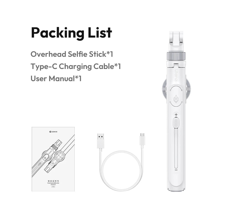 Ulanzi TT88 1.44M Overhead Selfie Stick Phone Tripod with Magnetic Clamp Wireless Remote Extension Tripod for LiveStreaming Vlog