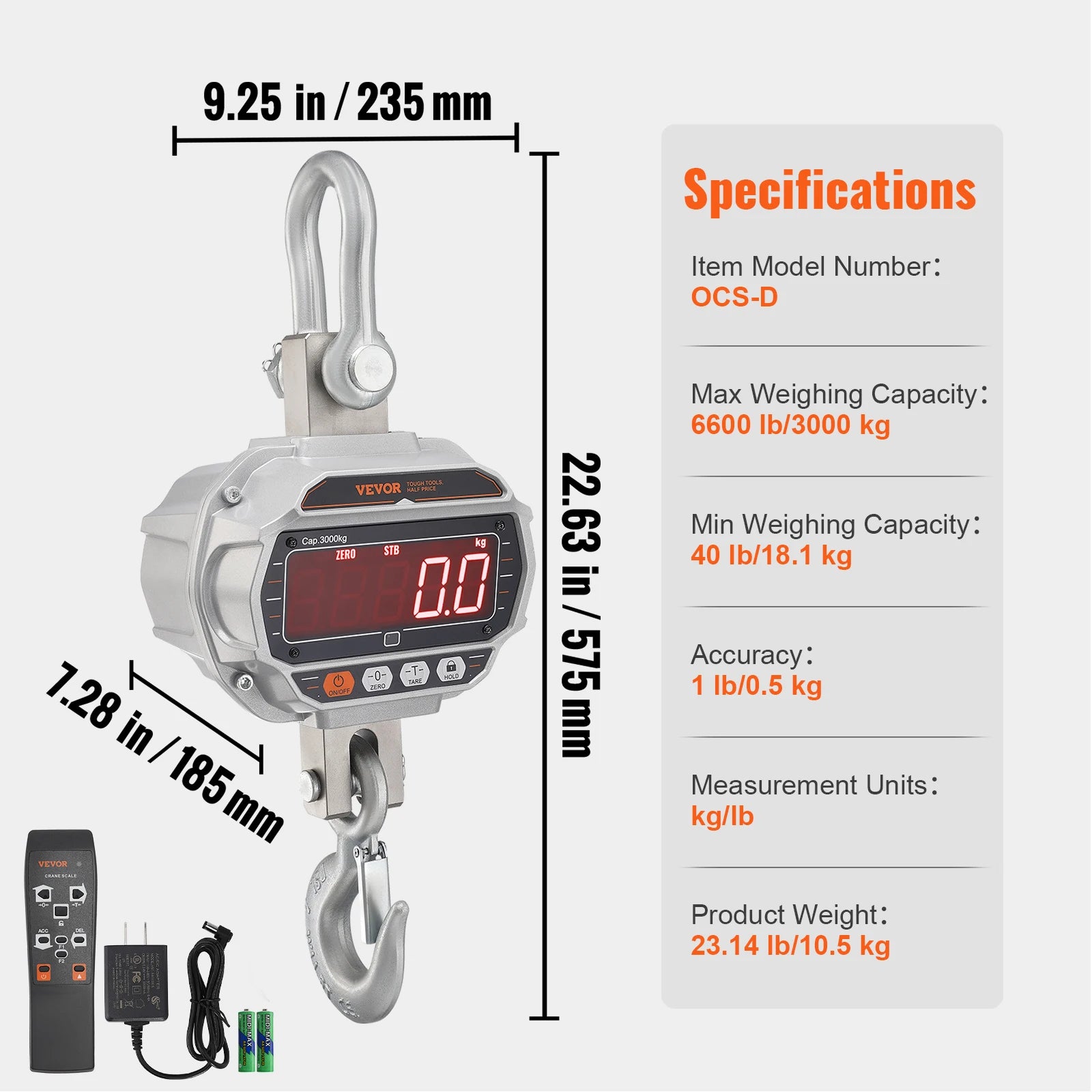 Digital Crane Scale 3000–5000 kg Heavy Duty Hanging Scale with Remote