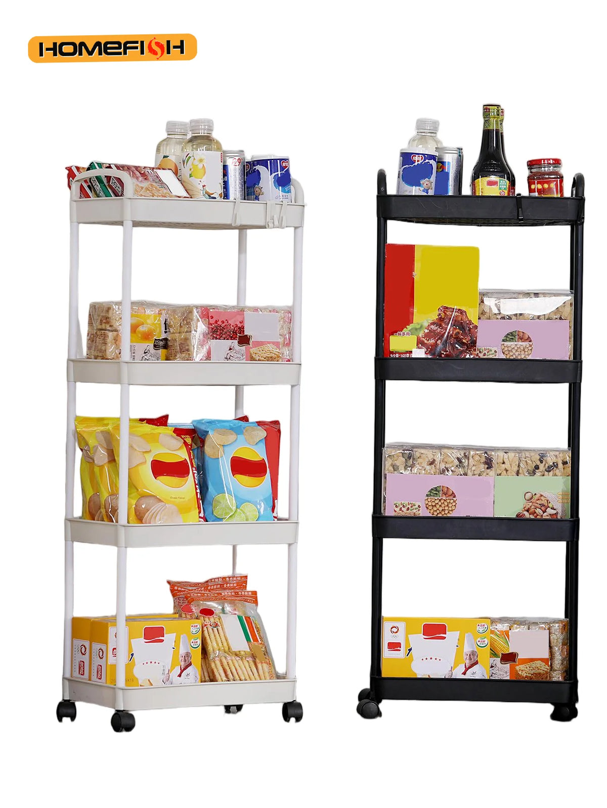 3-Tier Rolling Storage Cart, White