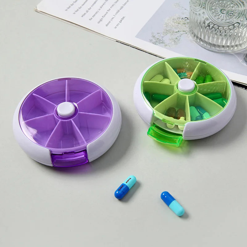 Portable Rotating Pill Box - 7-Day Weekly Pill Organizer