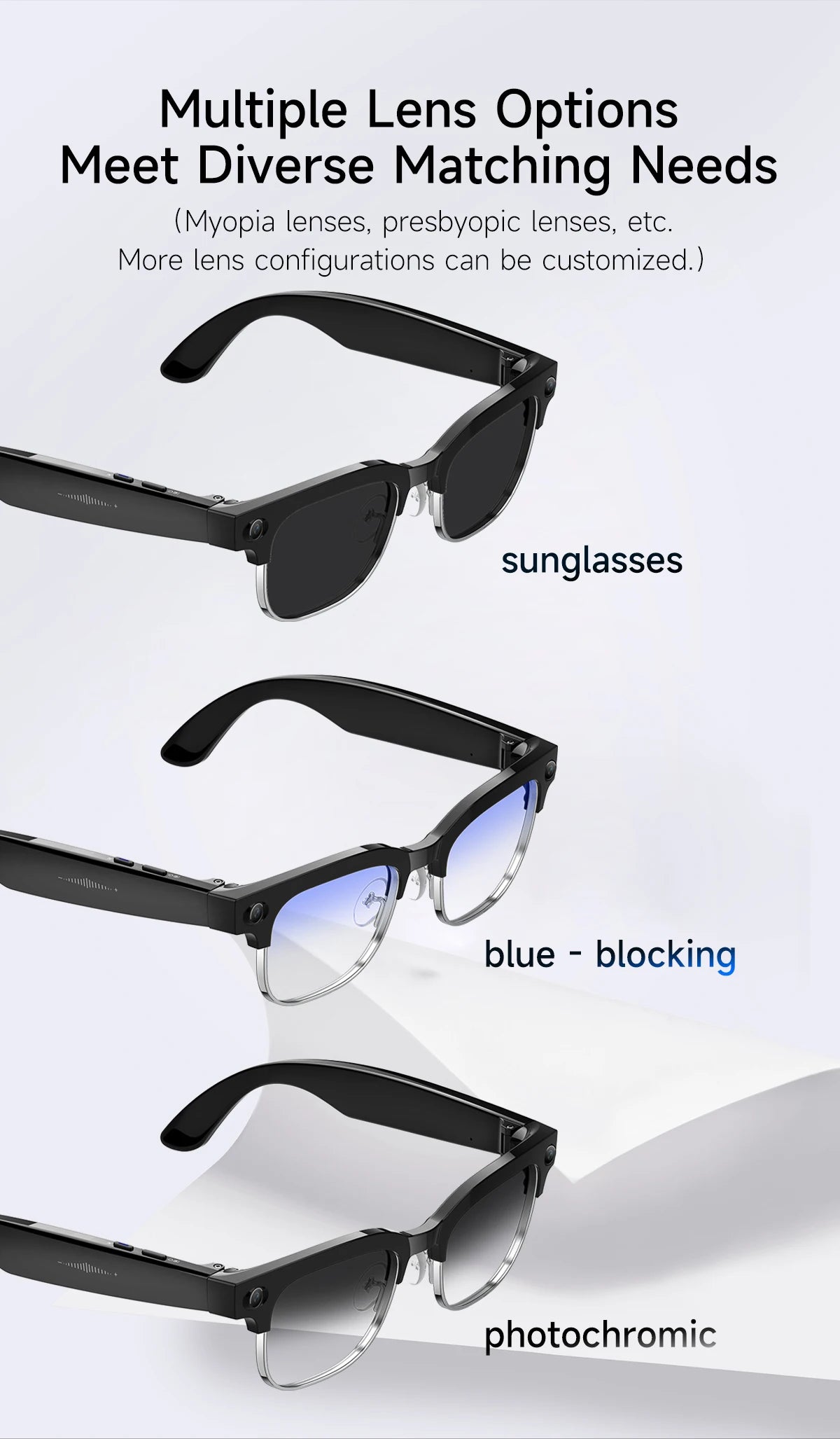 AI Smart Glasses with Camera, Calls, Translation & Audio