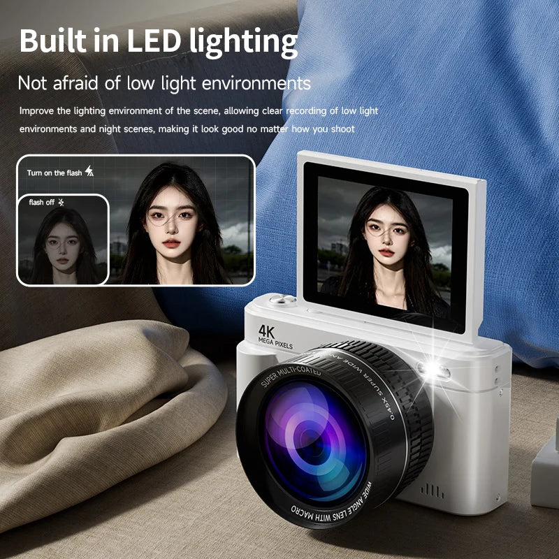 4K 64MP Retro kompaktný digitálny fotoaparát s 18-násobným priblížením