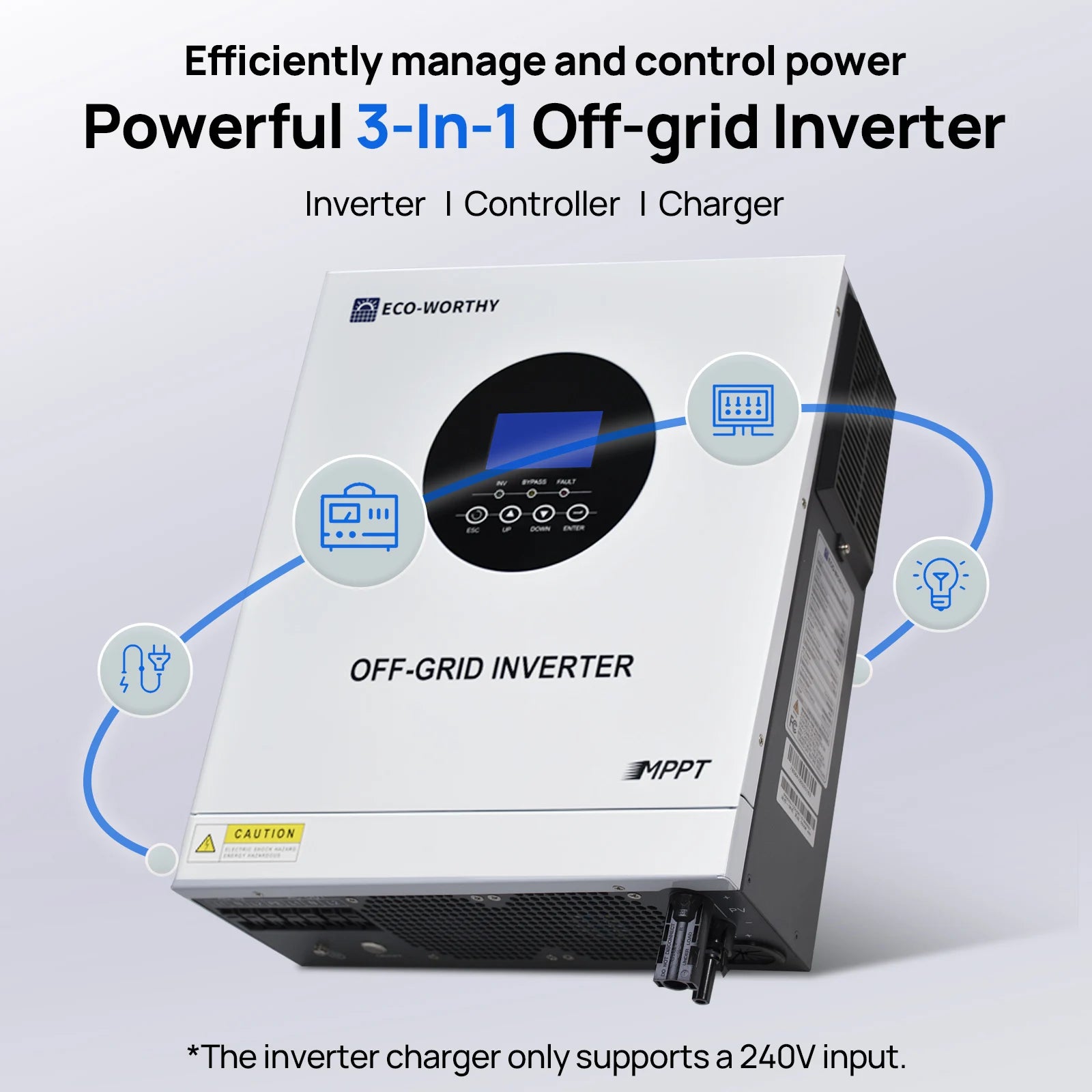 5000W solární hybridní měnič 48V rozdělená fáze off-grid napájecí systém