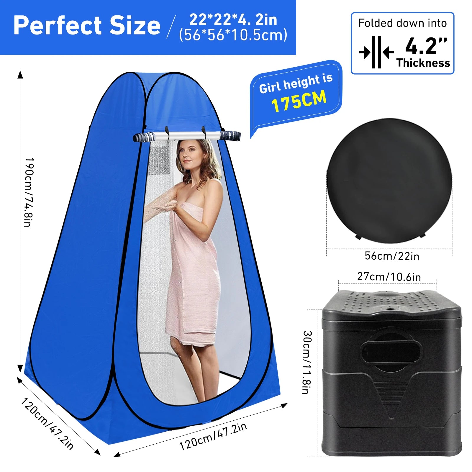 Portable Toilet Kit with Pop Up Privacy Tent for Camping