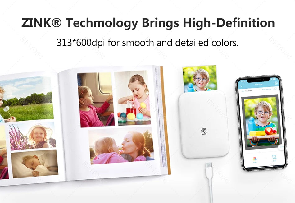 MT53 Color Photo Portable Printer Mobile Phone Mini Handheld Pocket Wifi Bluetooth Printing Machine 2x3 inch Sticky-Backed Paper