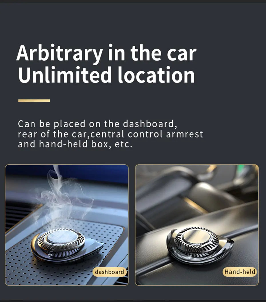 SEAMETAL Solar Car Air Freshener Essential Oil Diffuser EP Solar Energy Sensor Rotation Automatic Fragrance with Number Plate