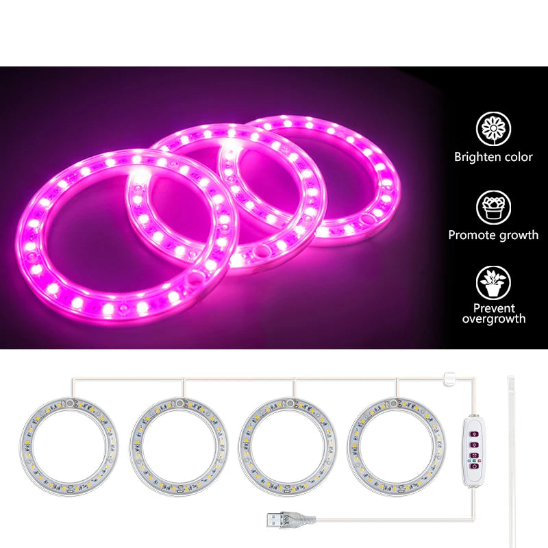 USB Ring Grow Light, Adjustable Height and Head Options