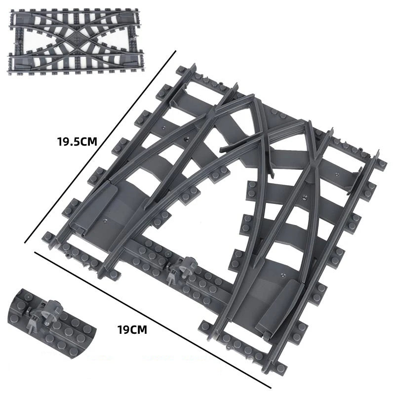 Plast togsporlayout-valg med krysseelementer