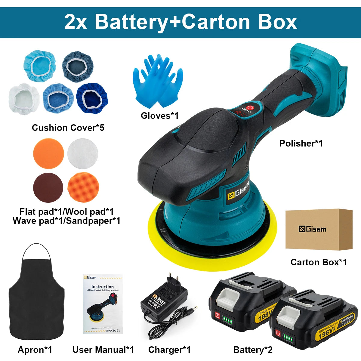 Gisam Cordless Car Polisher for Makita 18V Batteries