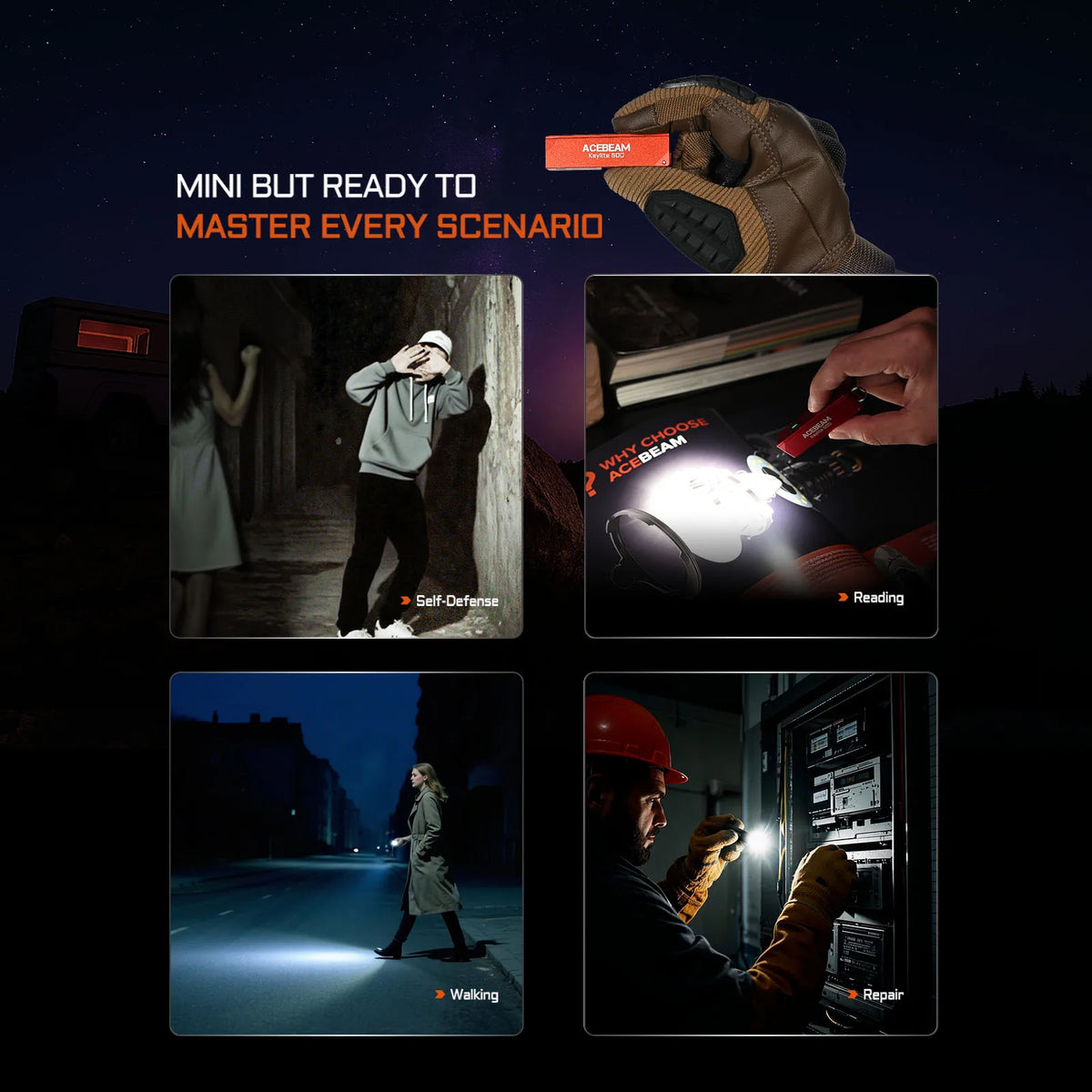 Compact 500-Lumen Rechargeable Keychain Torch