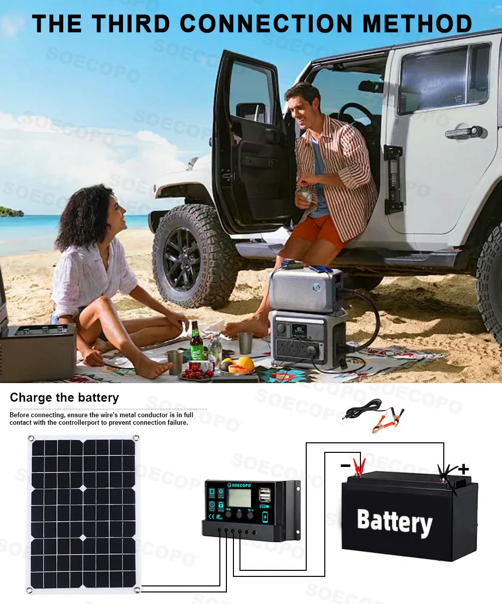 6000W Solar Power System 500W Panel 100A Controller Alligator Clips Carabiner Hooks 12V to 110V220V Inverter for Home RV CE FCC
