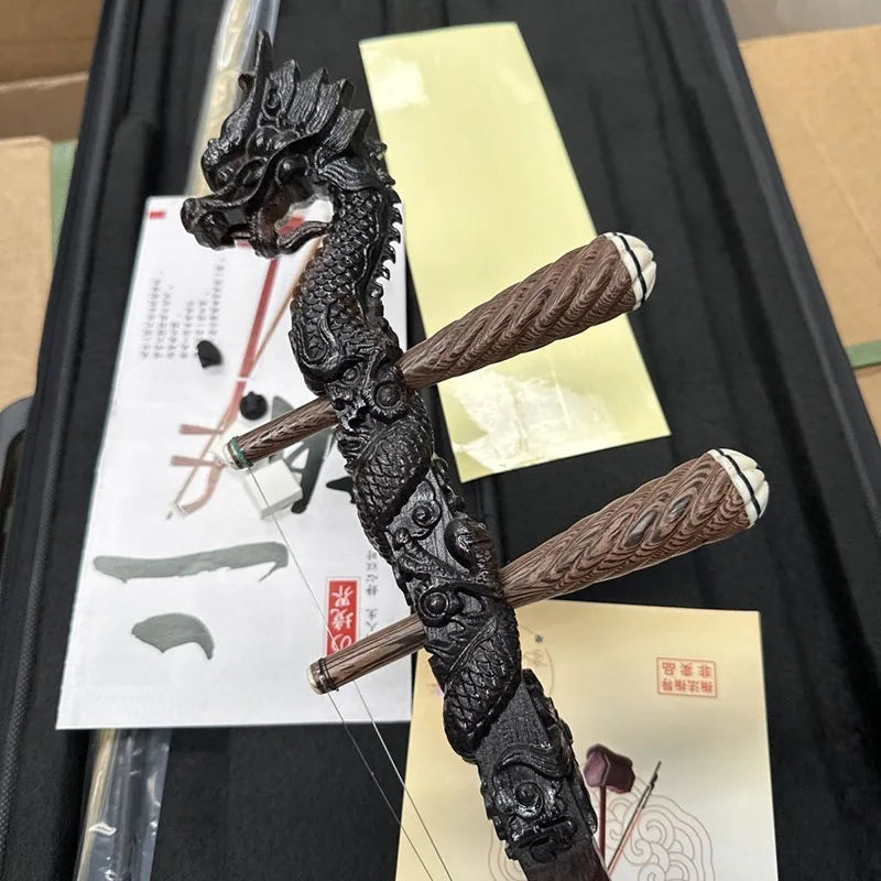 Erhu drewniane z detalem smoka na głowie
