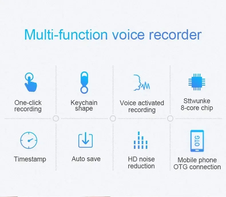Mini Voice Activated Recorder Digital Audio Recording Keychain Device Wearable Sound Professional Micro Dictaphone