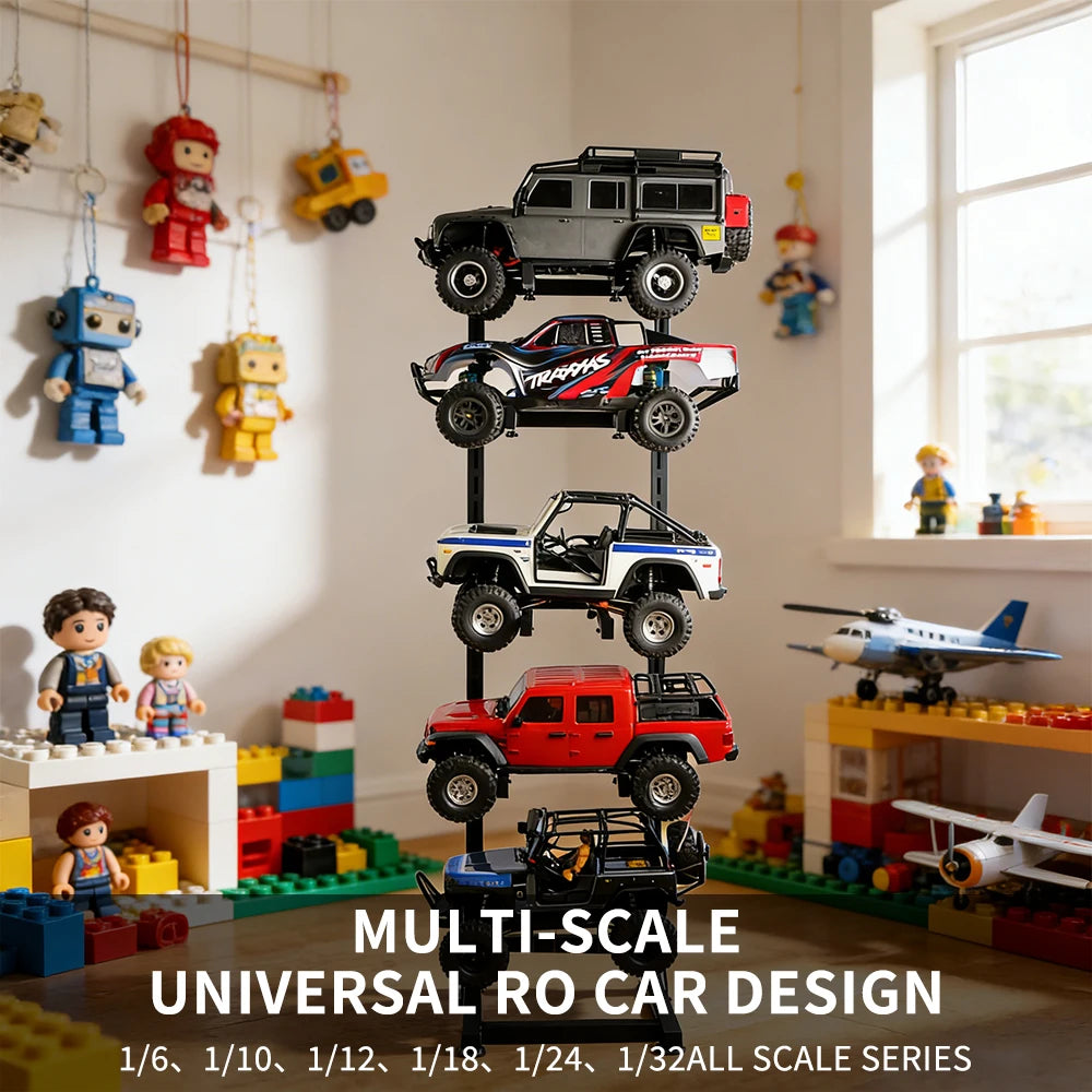 Metal Display Rack for 1/6 to 1/32 RC Cars, 5 Compartments
