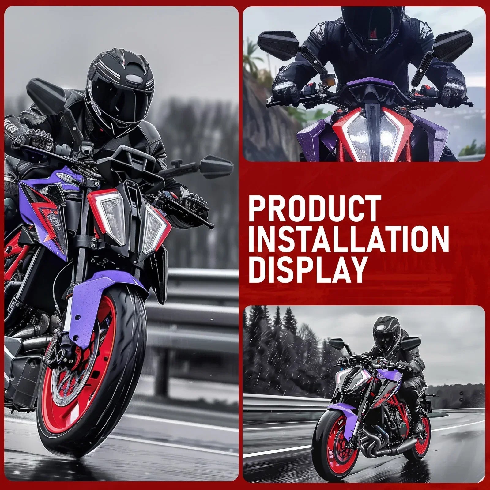 Universal Motorcycle Mirrors Angle Adjustable Folding Handlebar Side Mirror Compatible with Adventure Dirt Street Bike