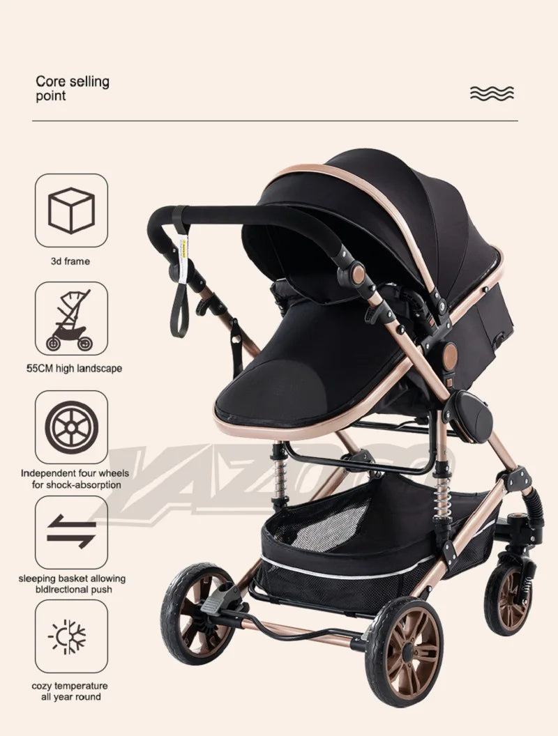 Luxurious 3‑in‑1 Baby Stroller High‑Landscape Travel System