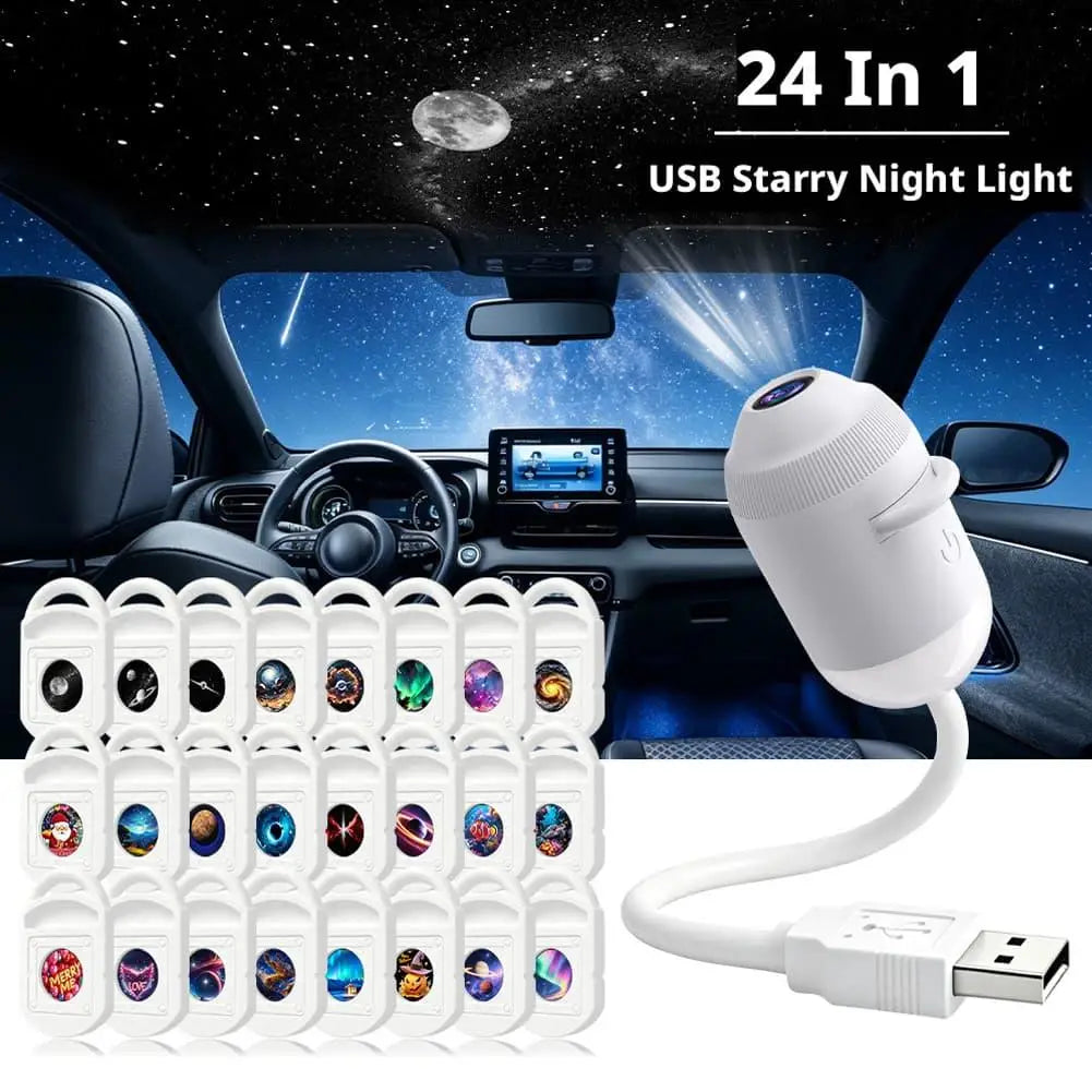 Car Galaxy Films Projector USB Starry Sky Night Light HD Smart Dynamic Holographic Light Projector Car Bedroom Atmosphere Light